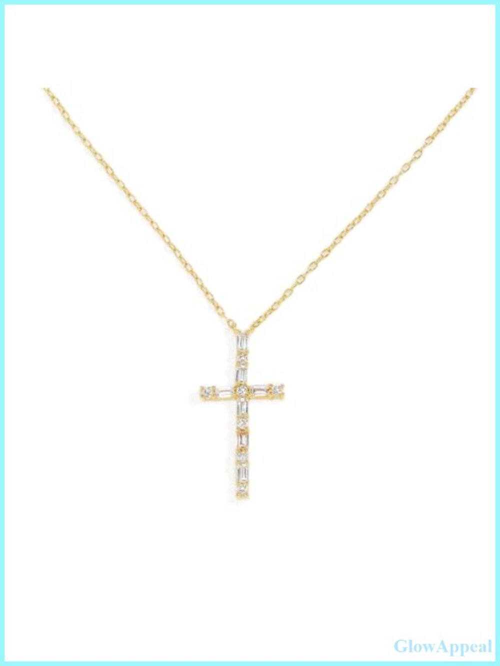 18K Gold Over Sterling Silver Cross Necklace 18 Inch